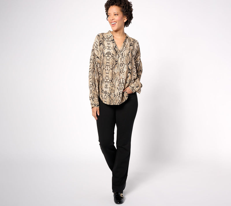 NYDJ Marilyn Straight Ponte Pants- Black — View 3