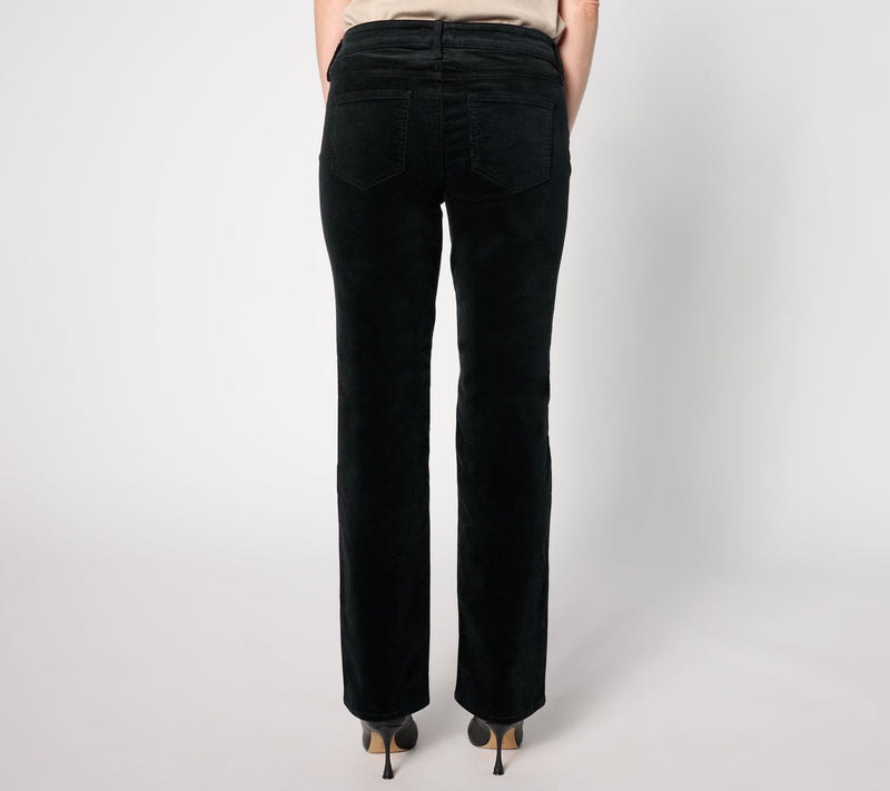 NYDJ Straight in Wale Baby Corduroy Pants- Black — View 2