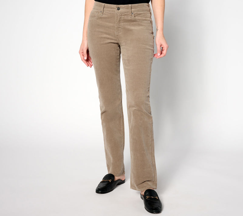 NYDJ Marilyn Straight in Wale Baby Corduroy Pants- Saddlewood — Main view
