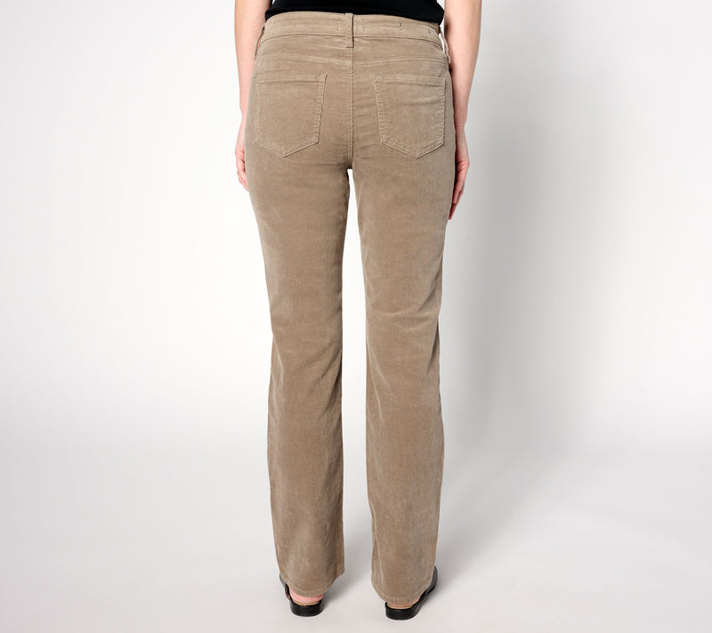 NYDJ Marilyn Straight in Wale Baby Corduroy Pants- Saddlewood — View 2