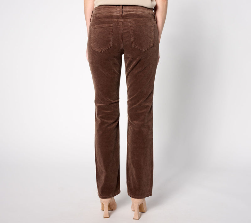 NYDJ Marilyn Straight in Wale Baby Corduroy Pants- Mink — View 2