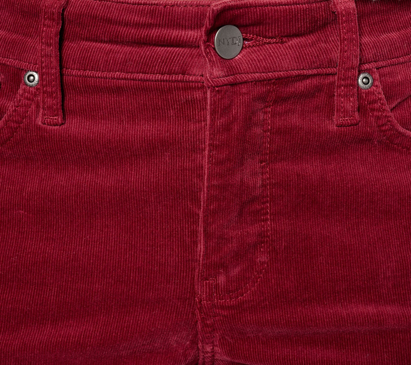 NYDJ Marilyn Straight in Wale Baby Corduroy Pants- Cranberry — View 6