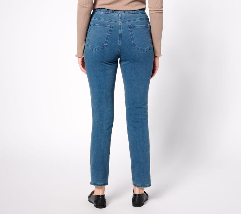 Quacker Factory Short DreamJeannes Pull-On Slim Leg Jeans — View 4