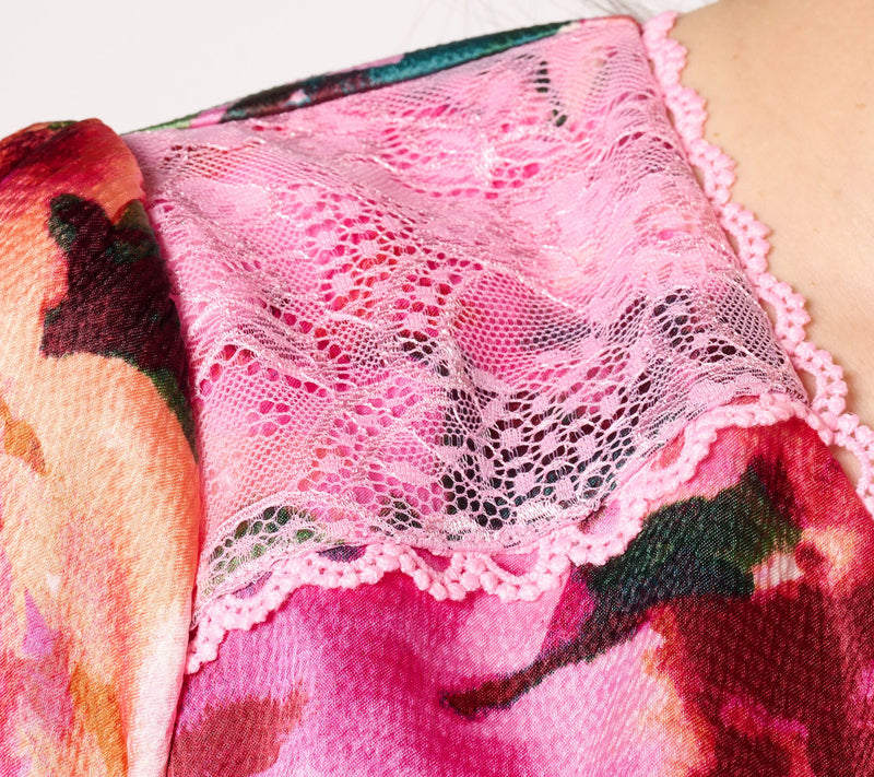 Isaac Mizrahi Live! Regular Floral Printed Ruched Long Sleeve Dress — View 10