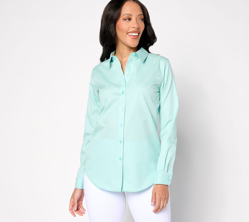 Coldwater Creek No-Iron Button Front Shirt in Prints & Solids — View 5