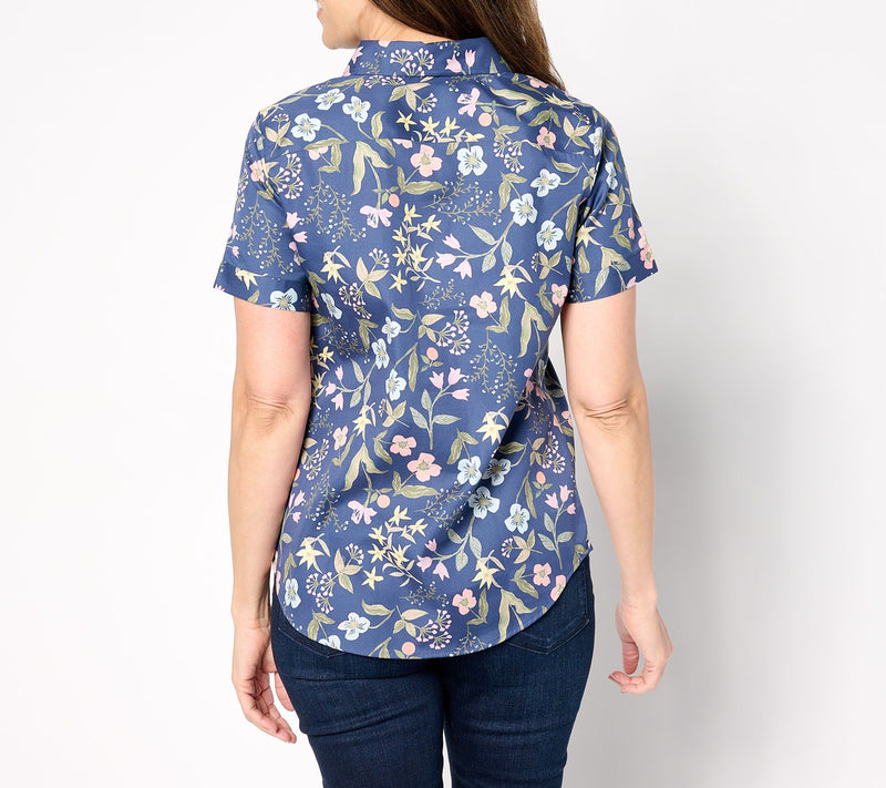 Coldwater Creek No-Iron Short Sleeve Shirt in Prints & Solids — View 2