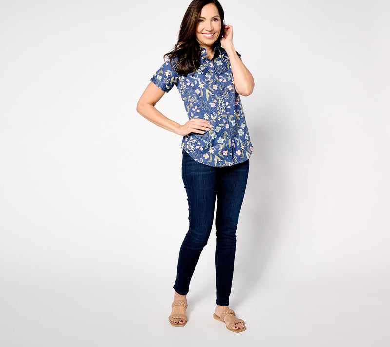 Coldwater Creek No-Iron Short Sleeve Shirt in Prints & Solids — View 3