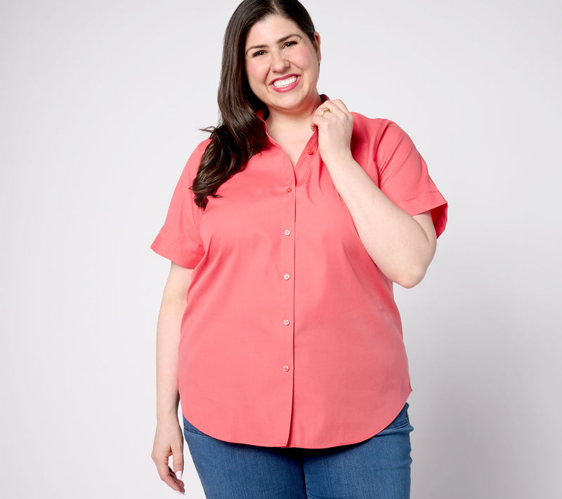 Coldwater Creek No-Iron Short Sleeve Shirt in Prints & Solids — View 13