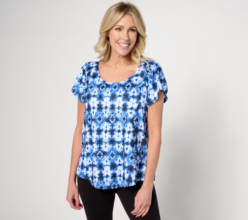 Cuddl Duds Flexwear Flutter Sleeve Top — Main view