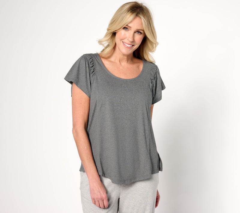 Cuddl Duds Flexwear Flutter Sleeve Top — View 5