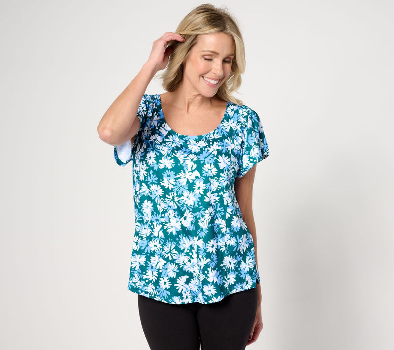 Cuddl Duds Flexwear Flutter Sleeve Top — View 7
