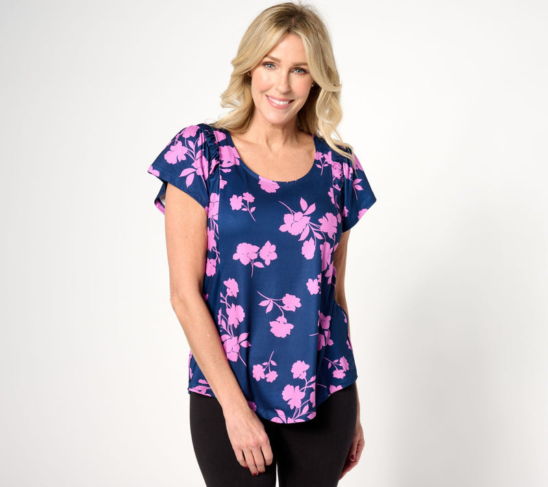 Cuddl Duds Flexwear Flutter Sleeve Top — View 9