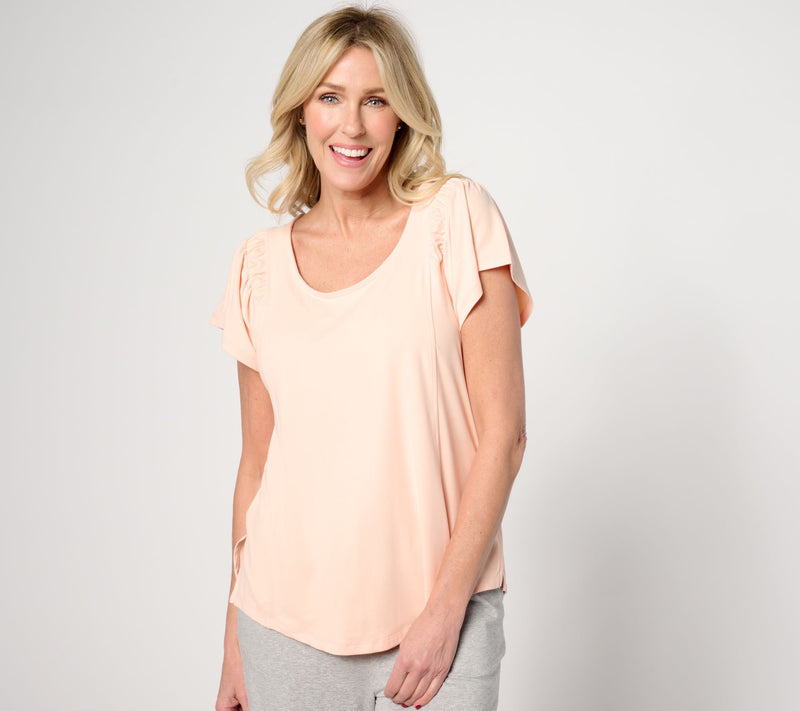 Cuddl Duds Flexwear Flutter Sleeve Top — View 11
