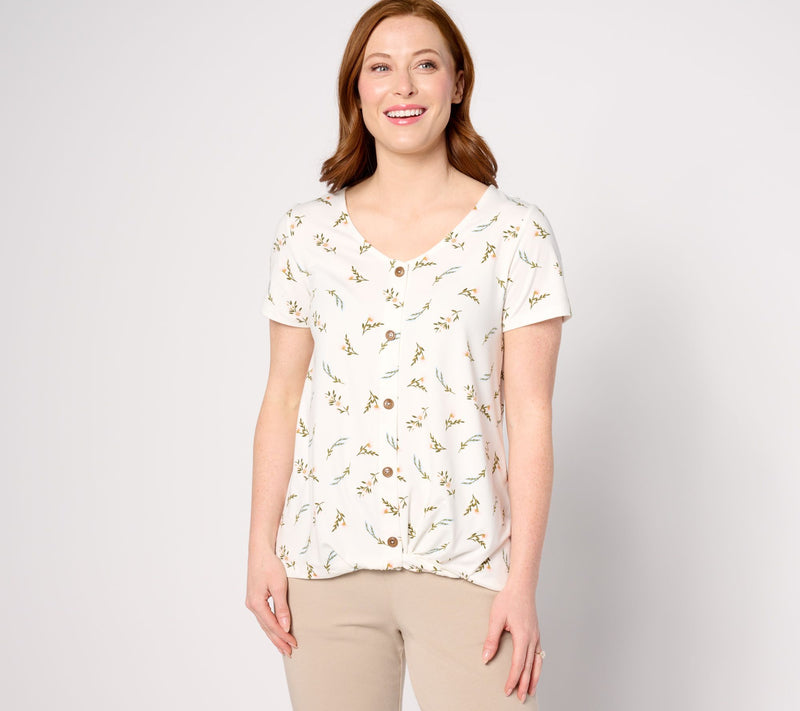 Cuddl Duds Flexwear Short Sleeve Top with Twist Front — View 7