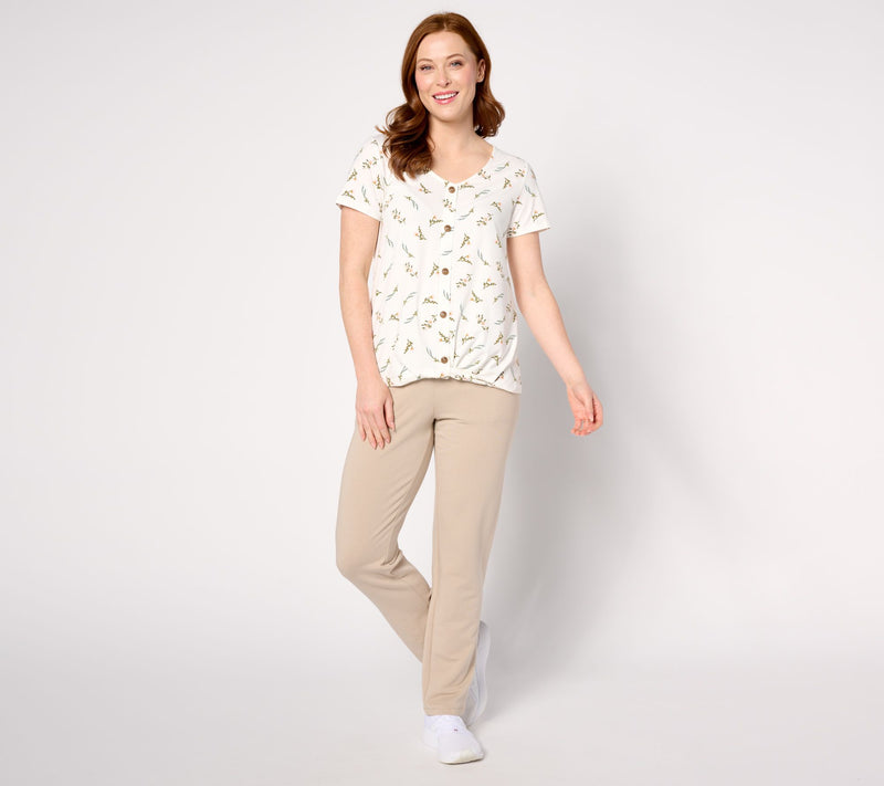 Cuddl Duds Flexwear Short Sleeve Top with Twist Front — View 13
