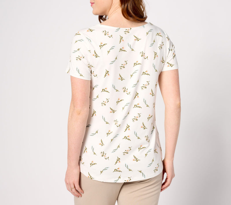 Cuddl Duds Flexwear Short Sleeve Top with Twist Front — View 12