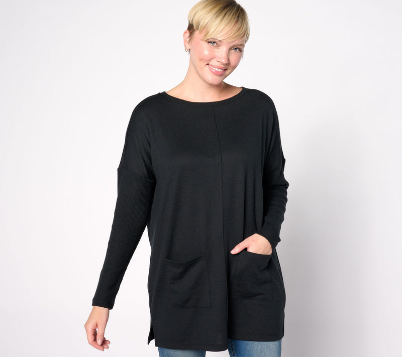 Denim & Co. Heavenly Jersey Regular Relaxed Fit Boatneck Tunic — View 15