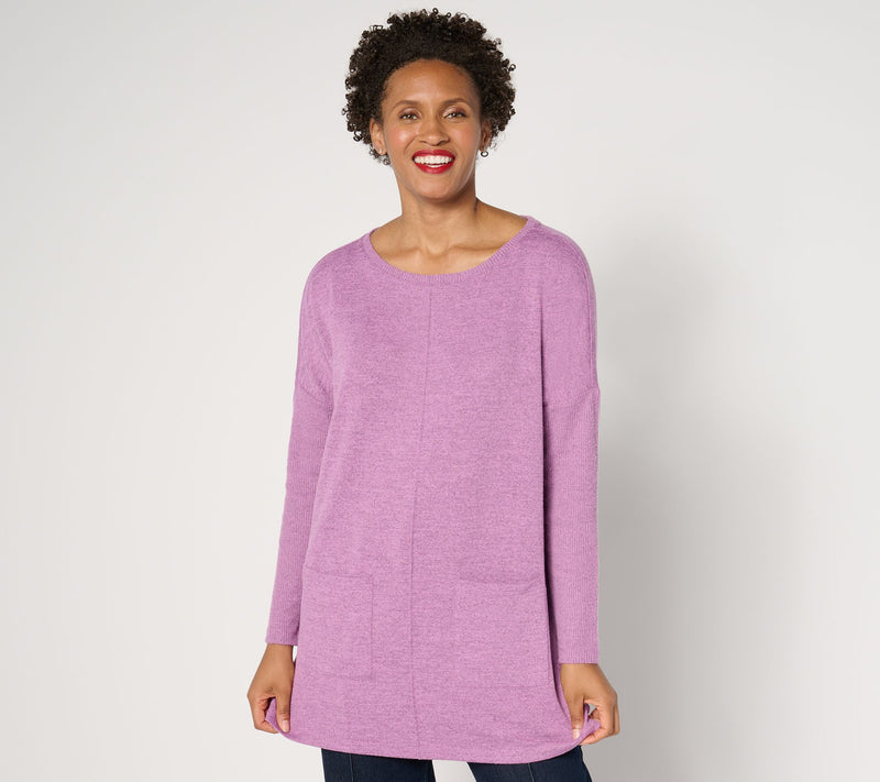 Denim & Co. Heavenly Jersey Petite Relaxed Fit Boatneck Tunic — View 18