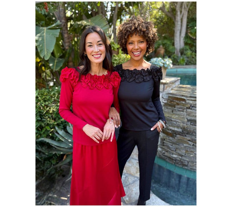 BEAUTIFUL by Lawrence Zarian Silky Ponte Top with Rosette Detail — View 14