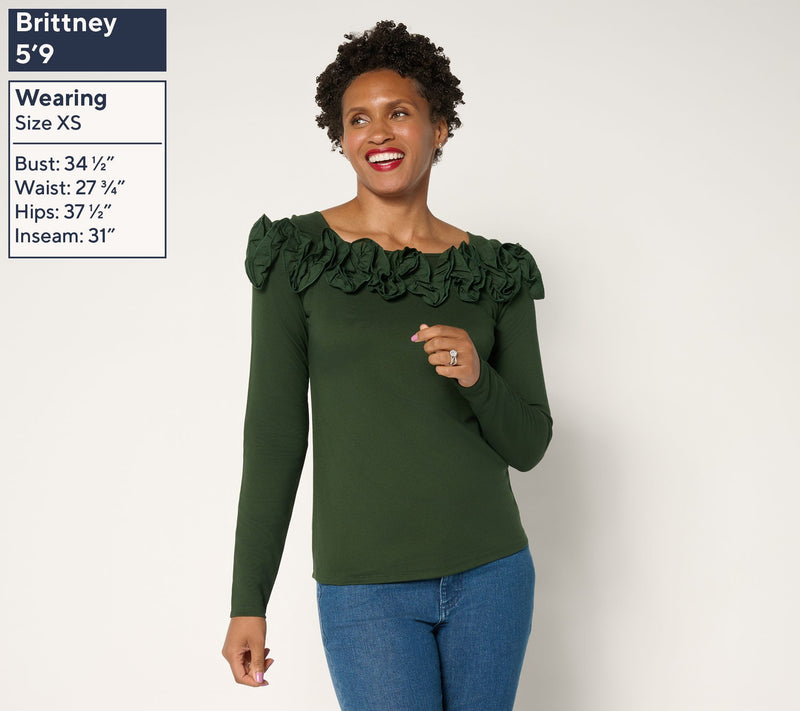 BEAUTIFUL by Lawrence Zarian Silky Ponte Top with Rosette Detail — View 9