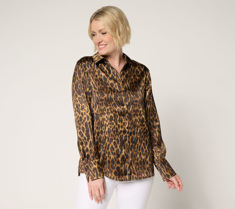 BEAUTIFUL by Lawrence Zarian The Joy Satin Button-Front Blouse — View 9