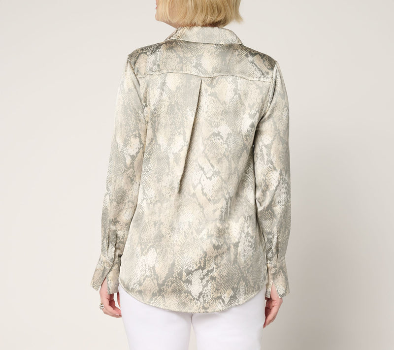 BEAUTIFUL by Lawrence Zarian The Joy Satin Button-Front Blouse — View 20