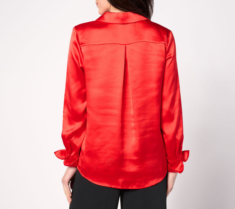 BEAUTIFUL by Lawrence Zarian The Joy Satin Button-Front Blouse — View 18