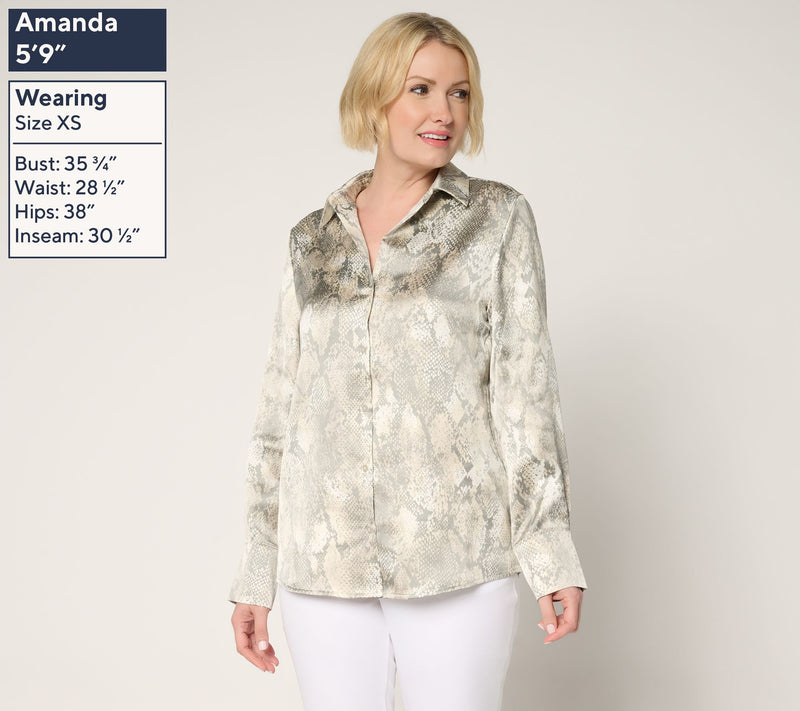 BEAUTIFUL by Lawrence Zarian The Joy Satin Button-Front Blouse — View 19