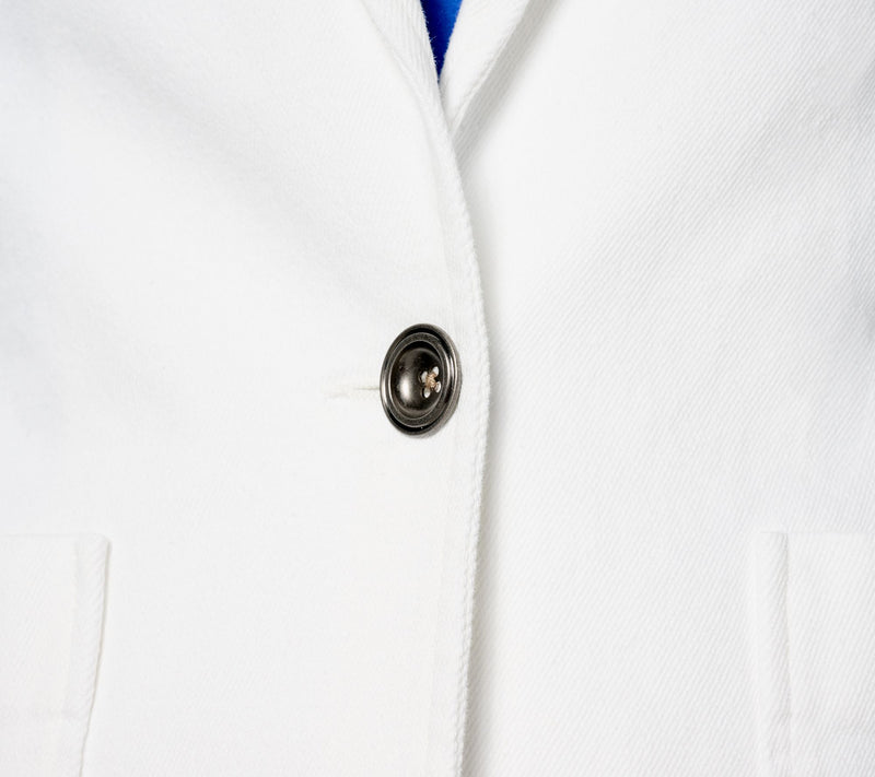 Susan Graver Denim Notch Collar Puff Sleeve Blazer — View 4