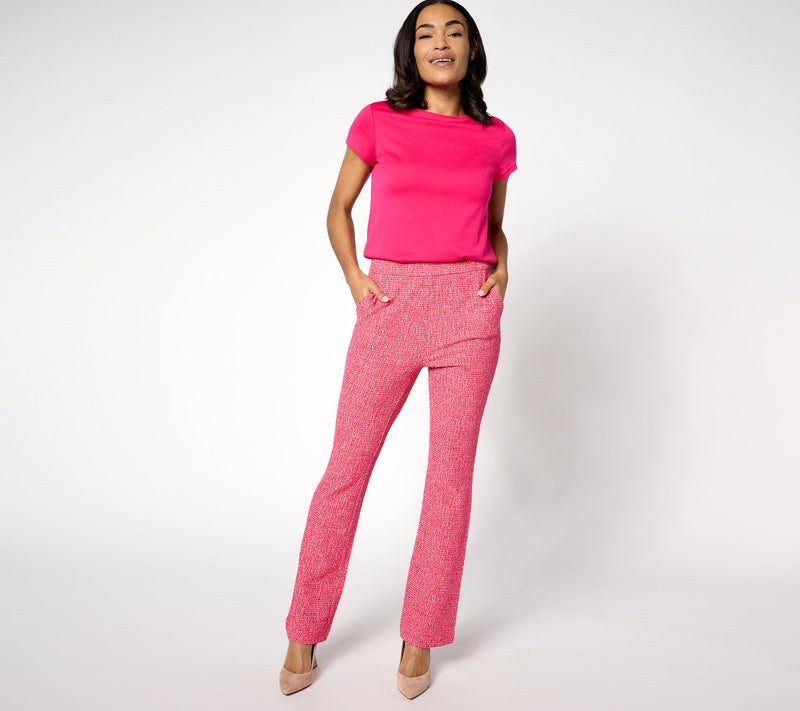 Isaac Mizrahi Live! Regular Novelty Jacquard Knit Flare Pants — View 5
