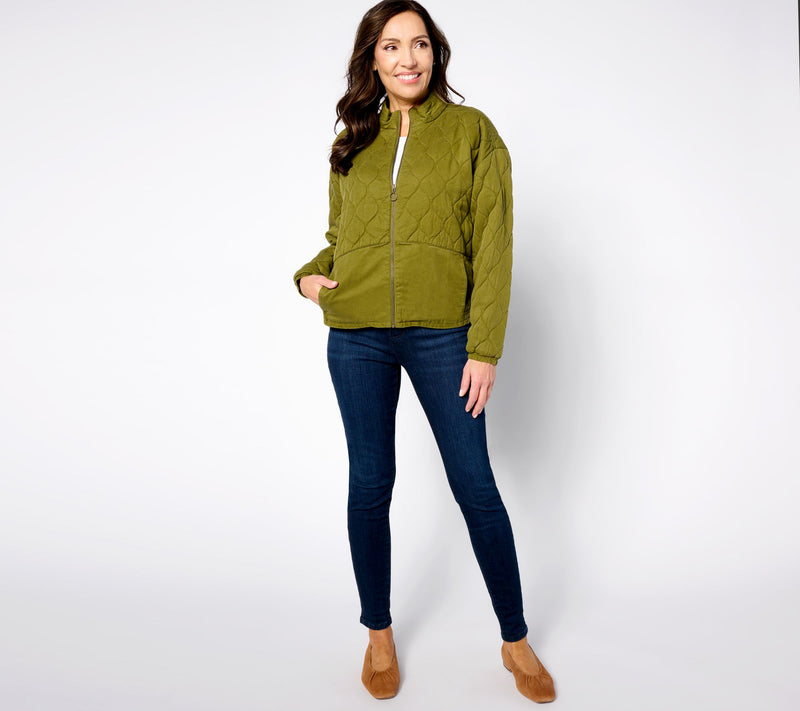 AnyBody Quilted Sueded Twill Jacket — View 9