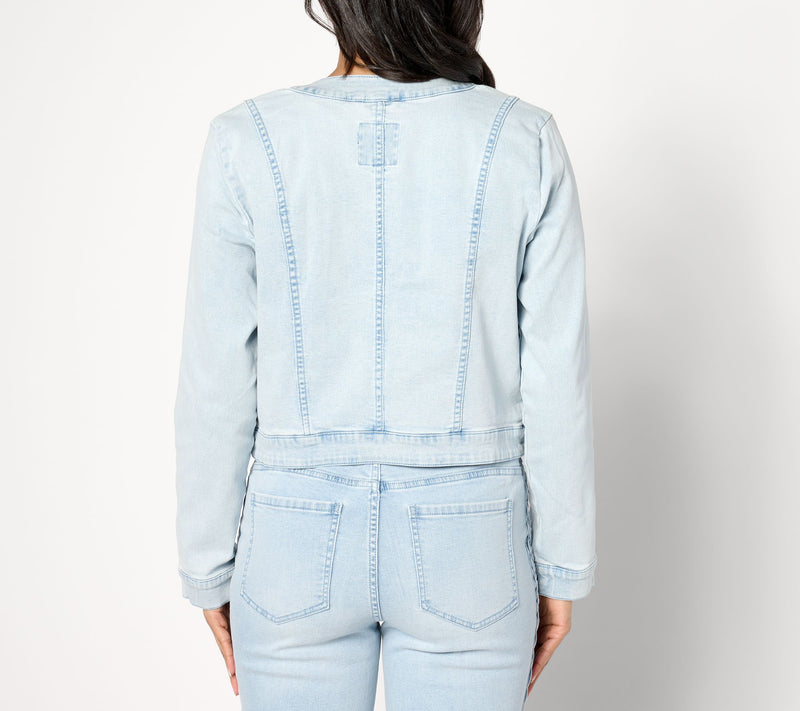 Isaac Mizrahi Live! True Denim Crop Jacket w/ Braided Detail — View 8