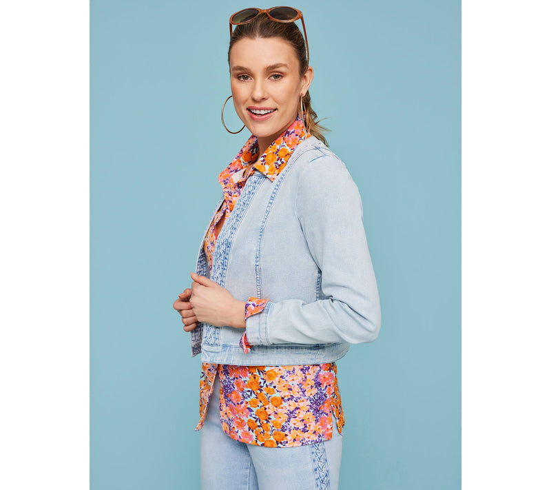 Isaac Mizrahi Live! True Denim Crop Jacket w/ Braided Detail — View 14
