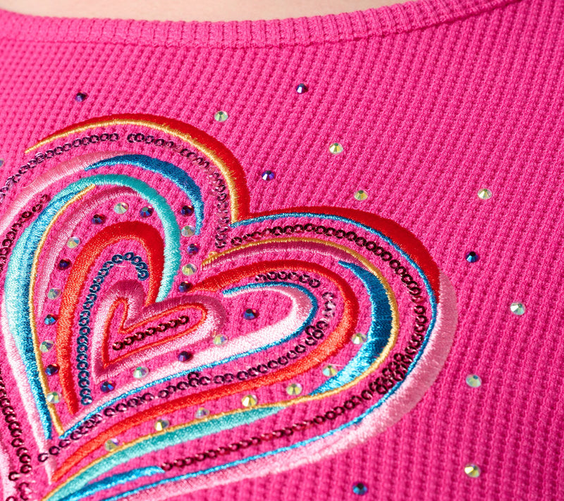Quacker Factory Love is in the Air Waffle 3/4 Sleeve Top — View 10