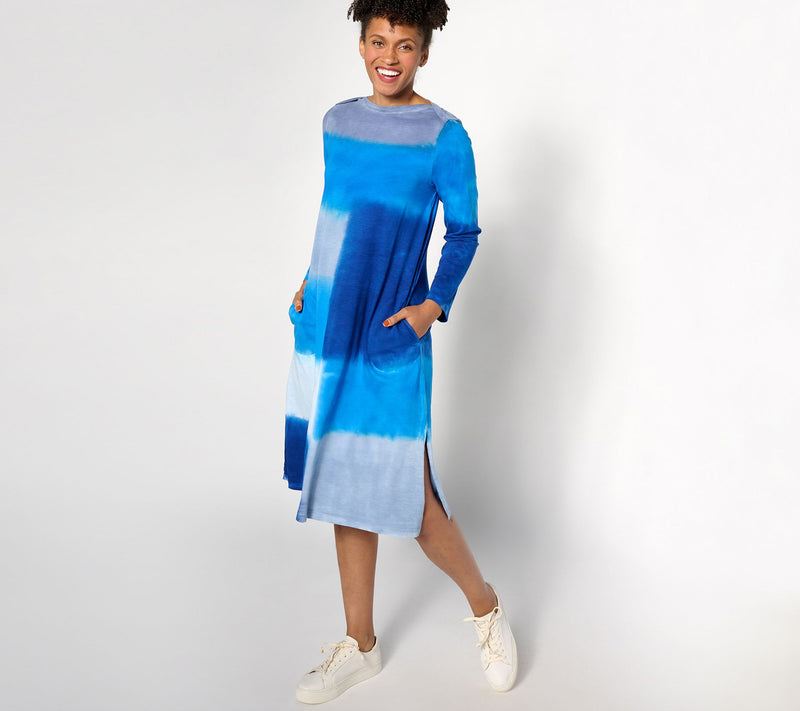 LOGO by Lori Goldstein Petite Boatneck Tie Dye Dress — View 9