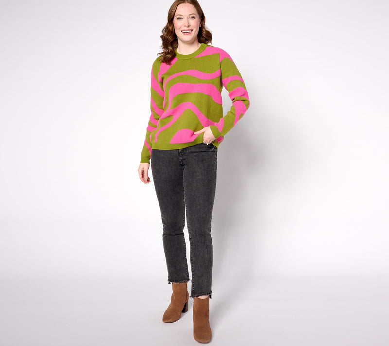 LOGO by Lori Goldstein Wavy Colorblock Sweater — View 3