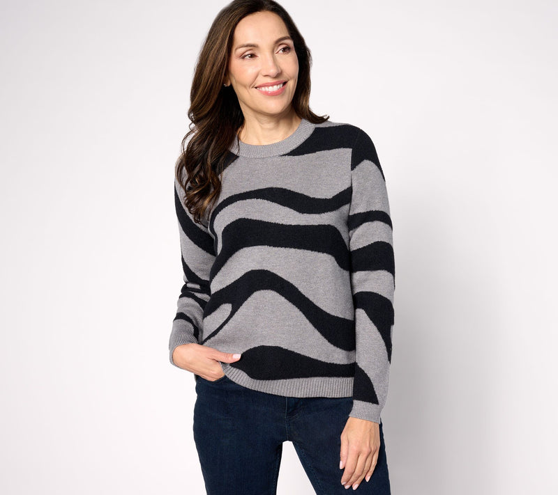 LOGO by Lori Goldstein Wavy Colorblock Sweater — View 9