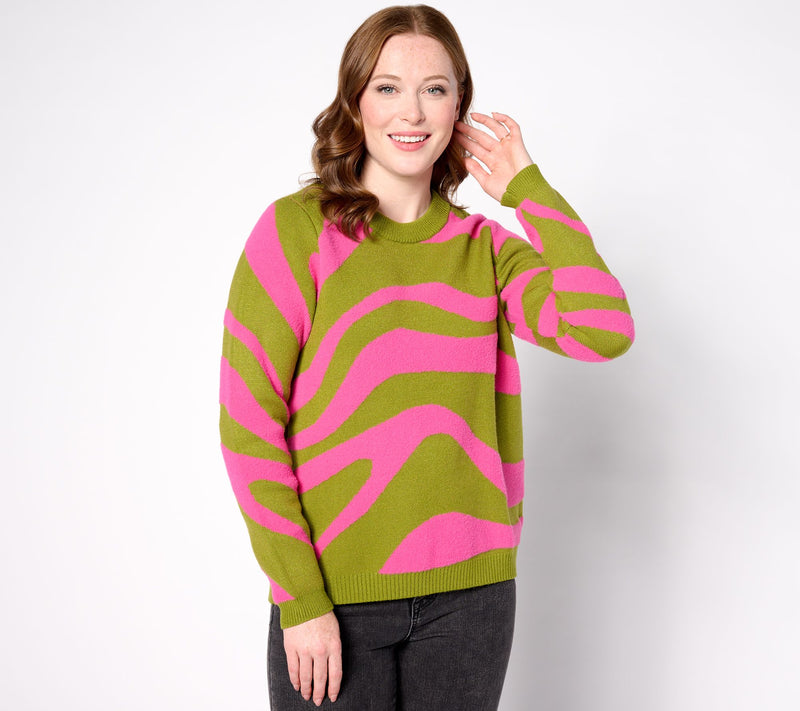 LOGO by Lori Goldstein Wavy Colorblock Sweater — Main view