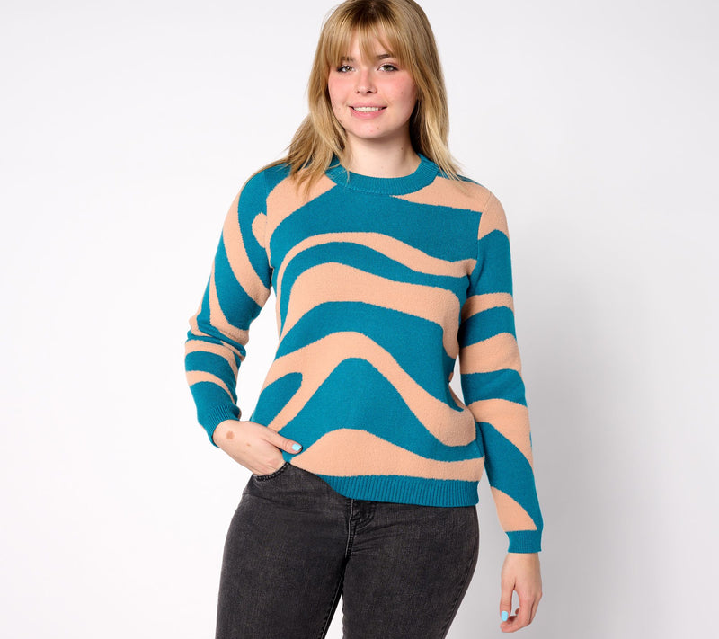 LOGO by Lori Goldstein Wavy Colorblock Sweater — View 10