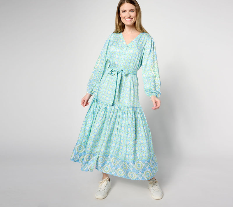 Destination 365 Regular Printed Modal Maxi Dress with Self Belt — View 5