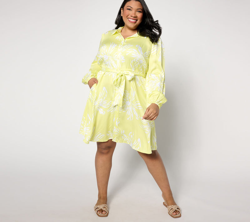 Destination 365 Regular Printed Shirtdress with Self Belt — View 5
