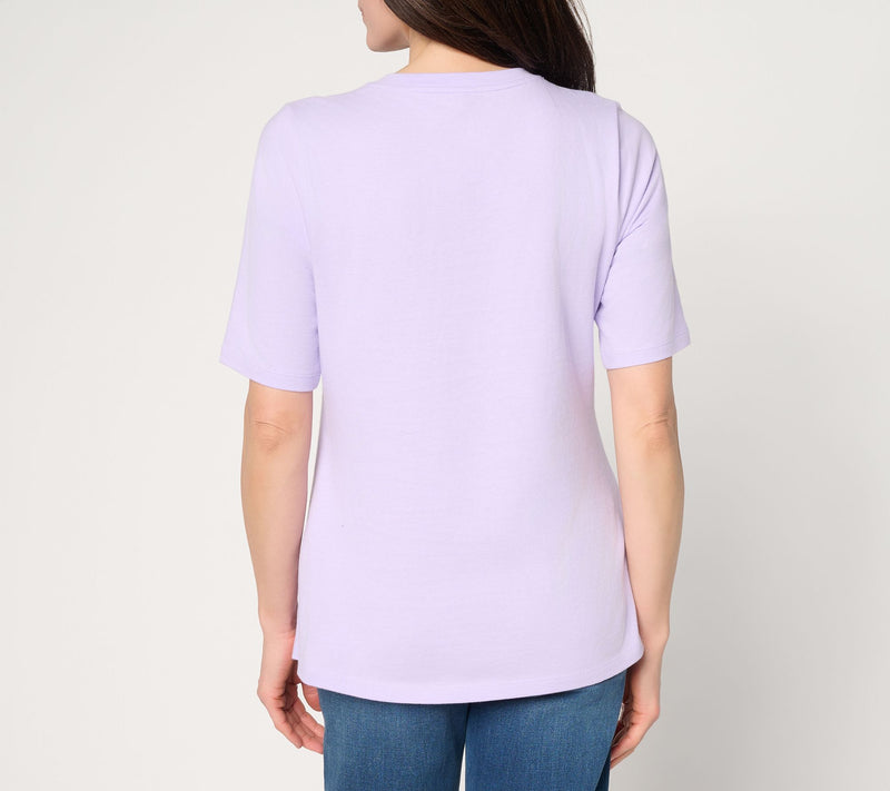 Denim & Co. Essentials Regular True Cotton Jersey V-Neck Tunic — View 16