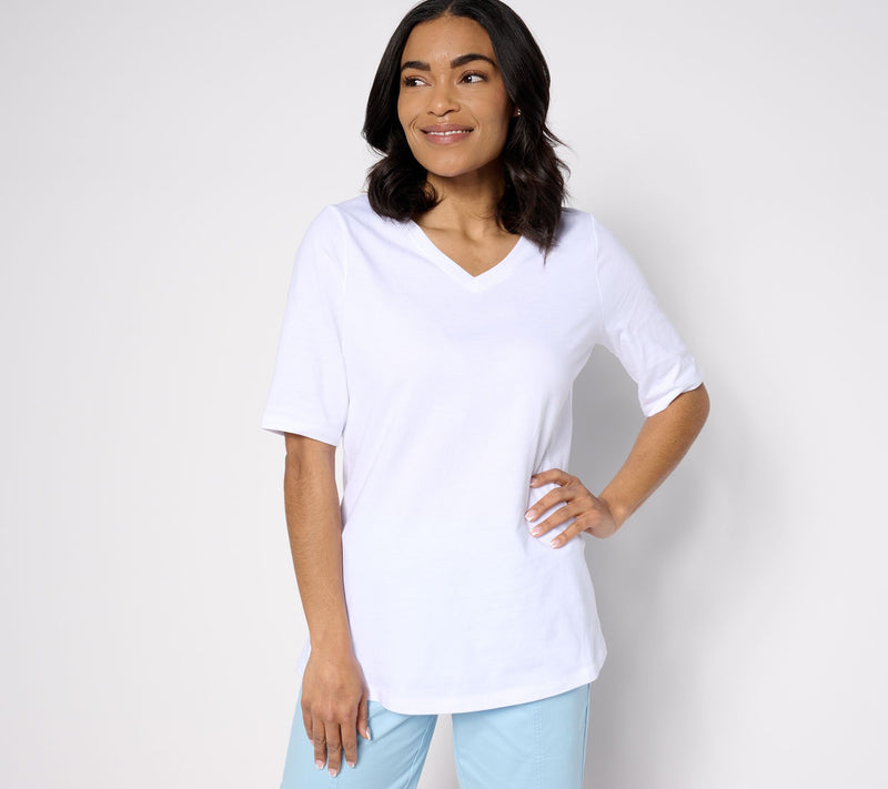 Denim & Co. Essentials Regular True Cotton Jersey V-Neck Tunic — View 13