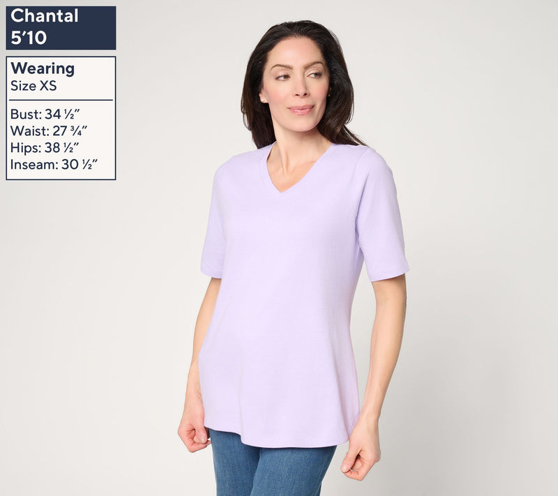 Denim & Co. Essentials Regular True Cotton Jersey V-Neck Tunic — View 15