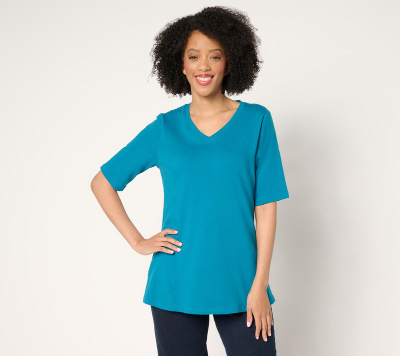 Denim & Co. Essentials Regular True Cotton Jersey V-Neck Tunic — View 25