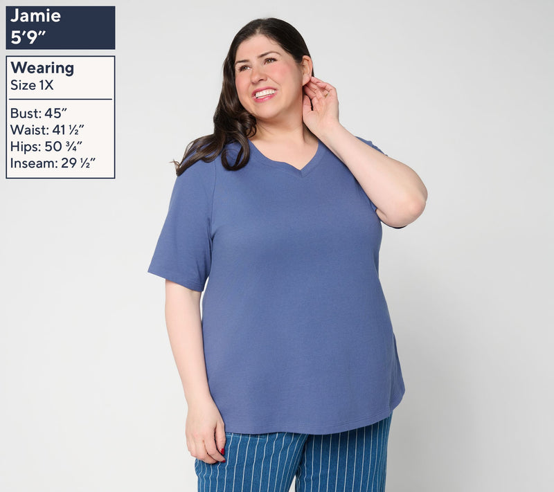 Denim & Co. Essentials Petite True Cotton Jersey V-Neck Tunic — View 14