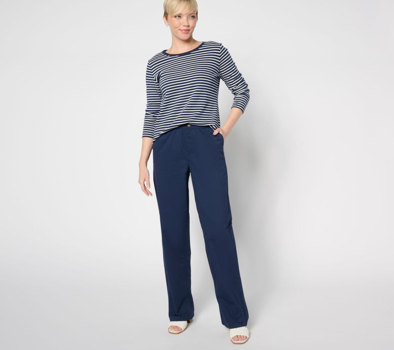 Denim & Co. Petite EasyWear Twill Full-Length Wide-Leg Pant — View 7
