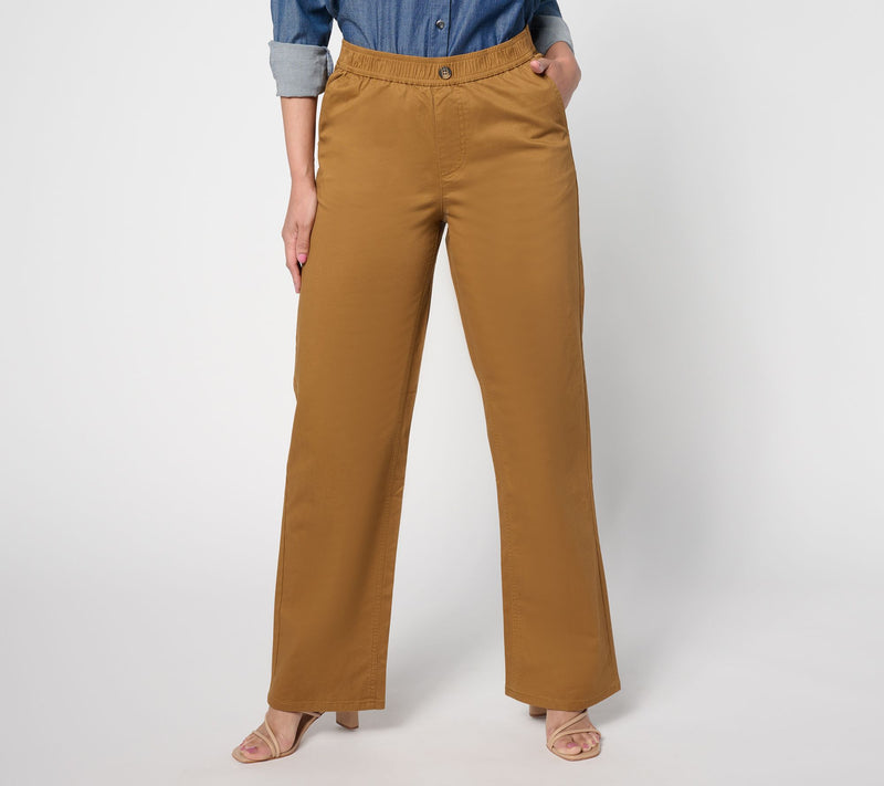 Denim & Co. Petite EasyWear Twill Full-Length Wide-Leg Pant — View 18