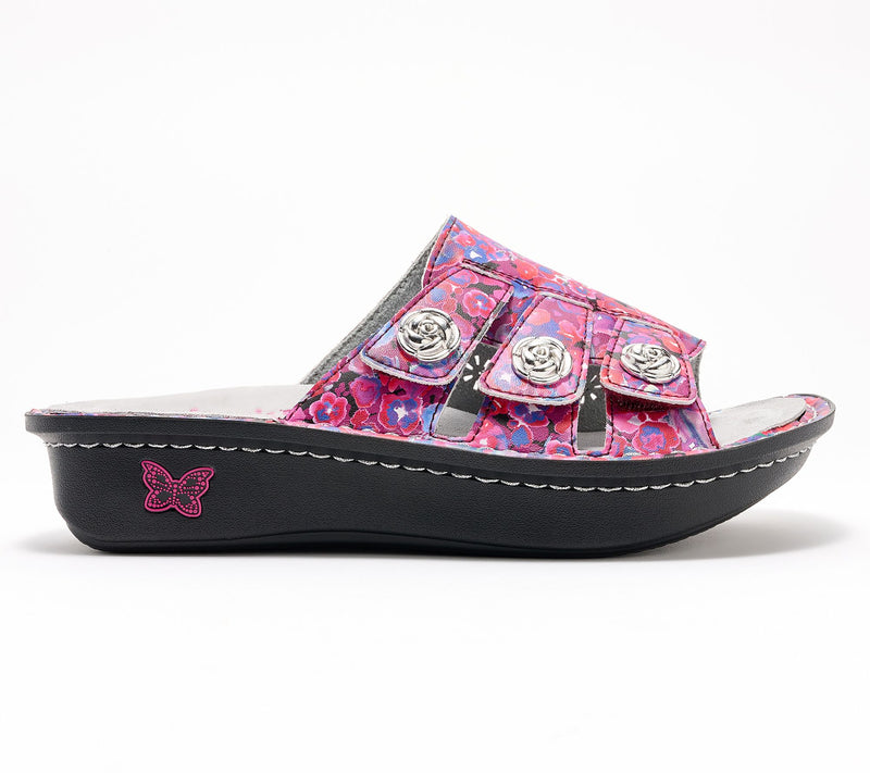 Alegria Leather Adjustable Slide Sandals - Julee — View 2