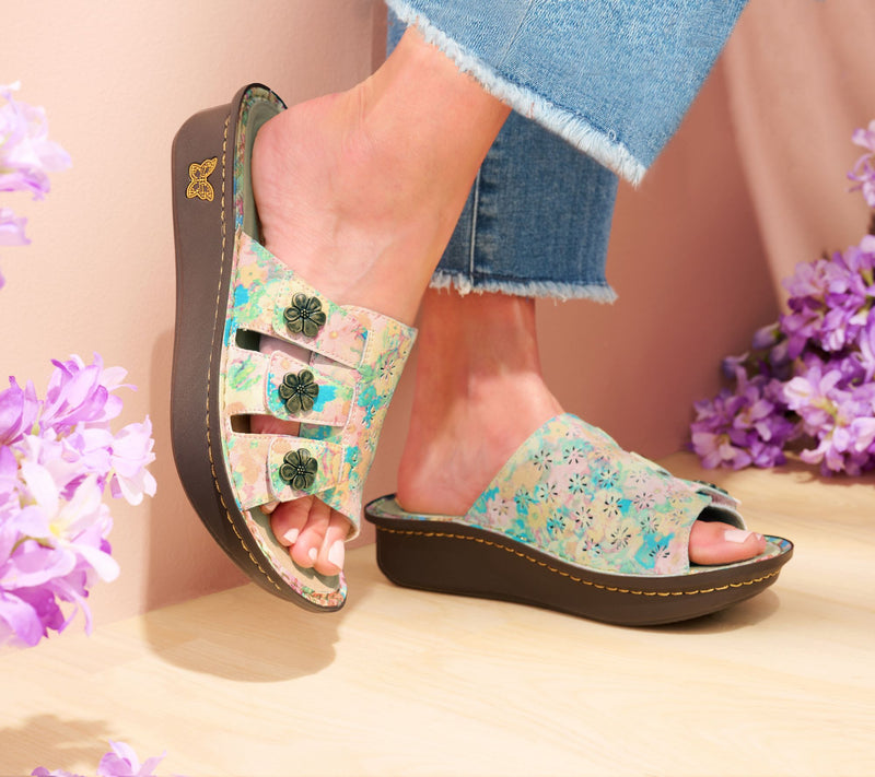 Alegria Leather Adjustable Slide Sandals - Julee — View 7